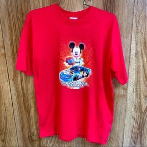 Disney Mickey Mouse Daytona NASCAR Red T-Shirt L